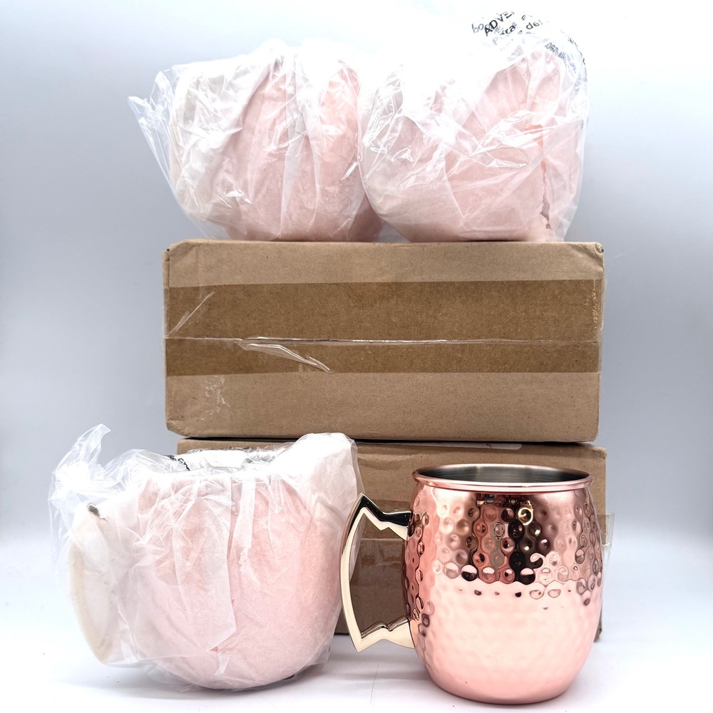 NIB Godinger Moscow Mule Mug Set 4pc Hammered Copper Stainless Steel 19499